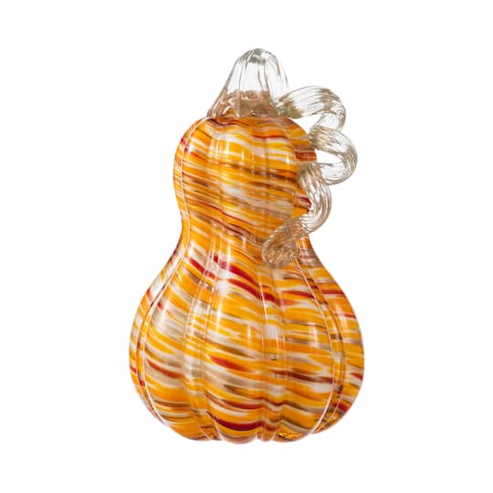 Glitzhome® 8.5" Fall Multi Stripes Glass Gourd